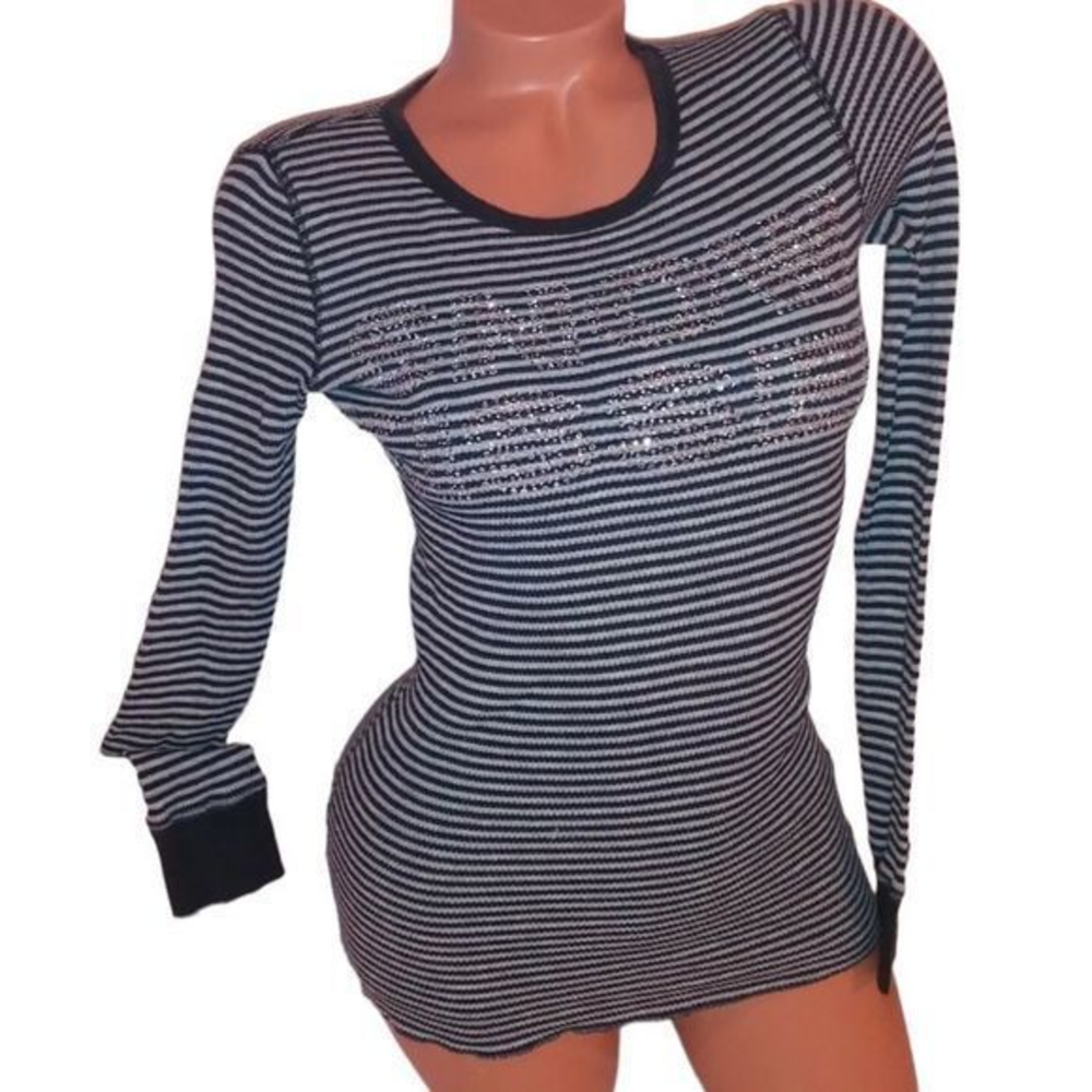 Victoria Secret striped sleepwear pajama shirt “snow kissed”